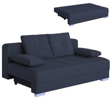 Schlafsofa - deep blue - mit Staukasten - Dauerschläfer Sofa Couch Gästecouch