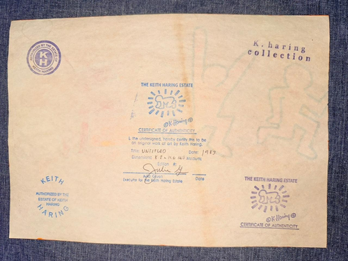 Keith Haring Zeichnung (Handarbeit) Gemälde auf altem Papier signiert gestempelt Vintage - Bild 4 von 4