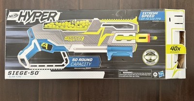 NERF HYPER BUNDLE, SIEGE-50 PUMP-ACTION BLASTER, UP TO 110 FPS VELOCITY - WHITE