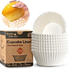 Standard White Cupcake Liners for Baking 200pcs, Non-Stick Greaseproof Muffin