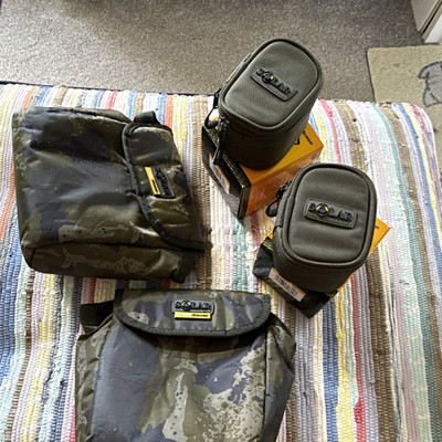 2 x Solar SP Tiny Hardcase Green Fishing Tackle and 2 x SOLAR reel Pouches..New 