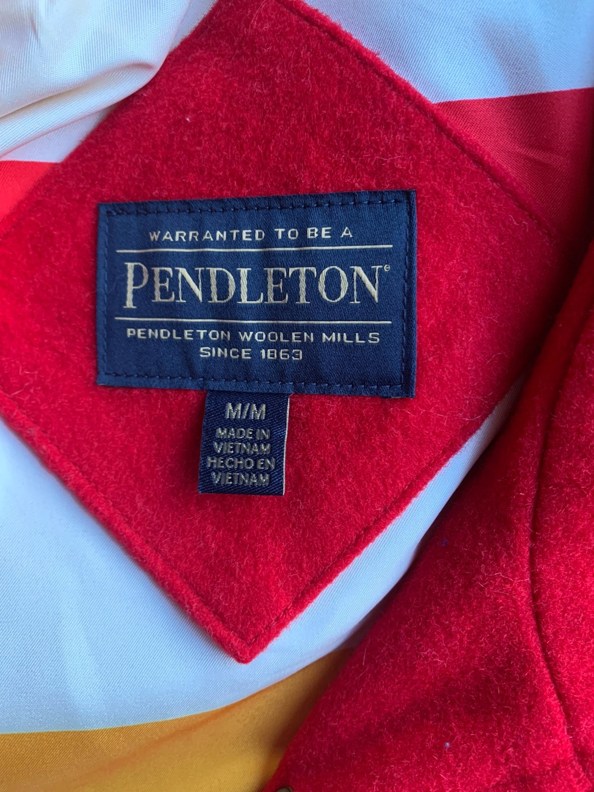 PENDLETON Cascade Red Wool Striped Lining Winter … - image 3