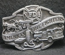 XB25113 VINTAGE 1988  AMERICAN FIREFIGHTERS  FIRST RESPONDERS MENS BELT BUCKLE