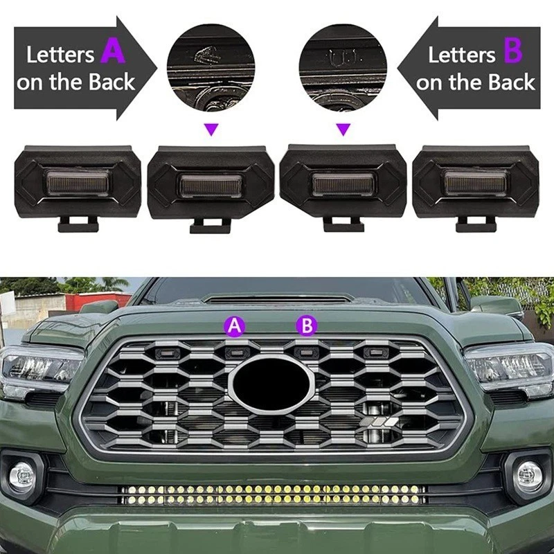 Luz de rejilla LED DRL estilo ámbar ahumado Raptor 4 piezas para Toyota Tacoma TRD 20-21 Foto 2 de 4