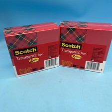 4 Rolls Scotch Transparent Tape, 3" Core, 0.75" x 72 yds, Transparent New