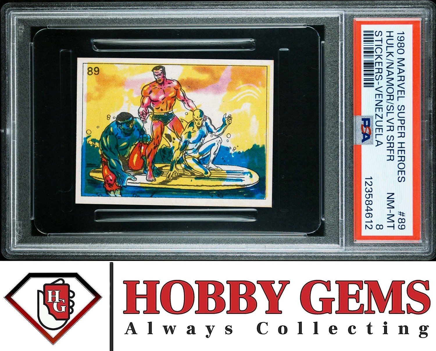 HULK SILVER SURFER NAMOR PSA 8 1980 Marvel Super Heroes Sticker Venezuela #89 C2