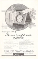 Gruen Veri Thin Watch 1915 Vintage Original Print Ad Pocket Watch