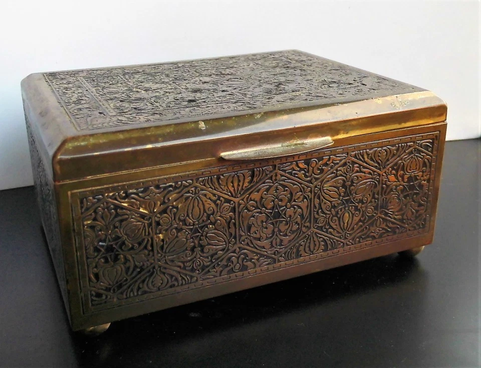 alter Humidor Zigarrenkiste Zigarrenbox Messing + Holz - Bild 2 von 4