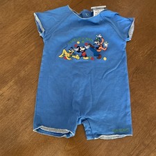 Vintage Disneyland Resort Blue One-Piece Bodysuit Baby 6 Mo Pluto Goofy Mickey