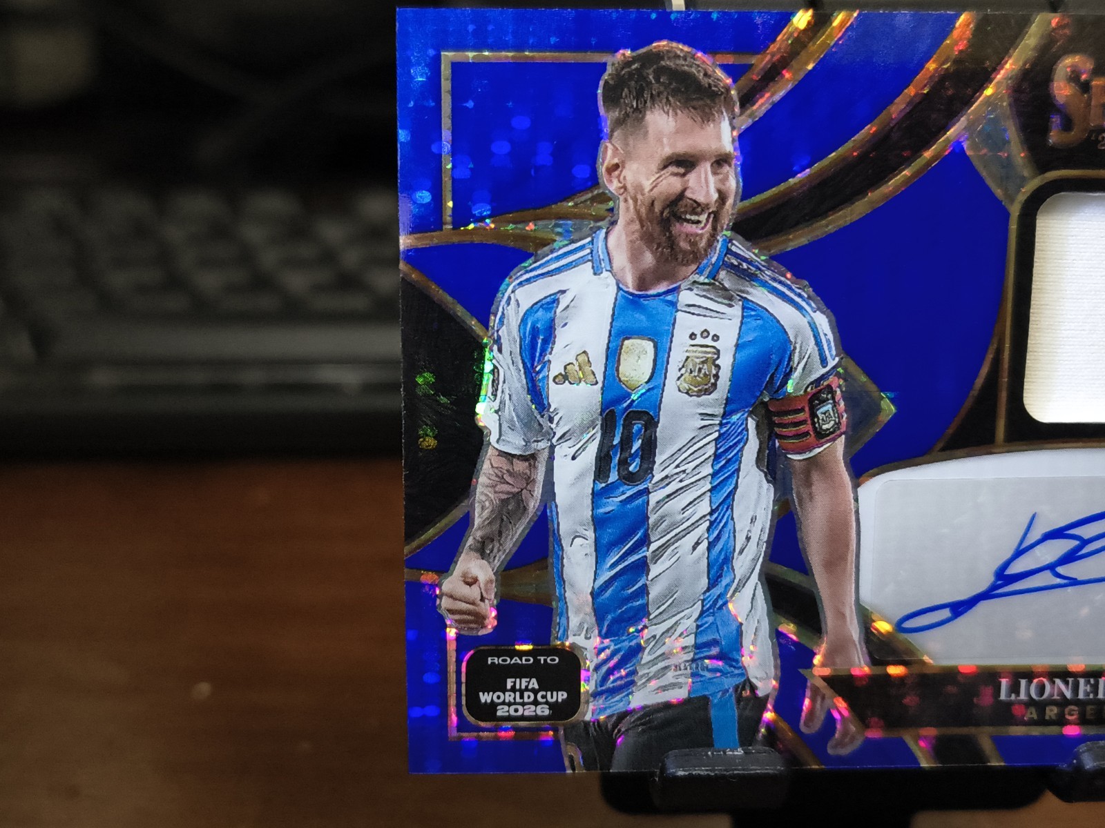 2025 2026 Panini Select World Cup Lionel Messi AM-LM Blue Pulsar Patch Auto view 10