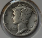 1918-s . Mercury Dime . F . Fine . Original Old Dime