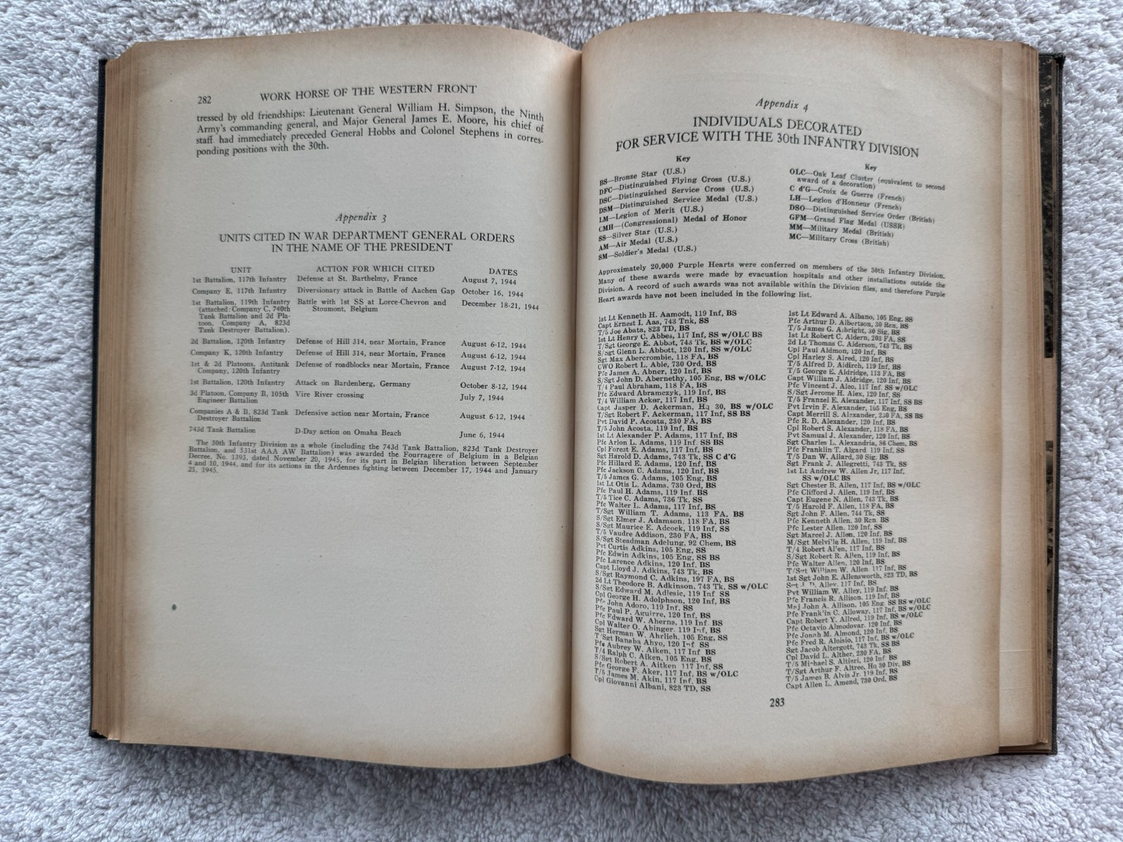 Workhorse of the Western Front 30th Infantry Division, WWII Unit History Book