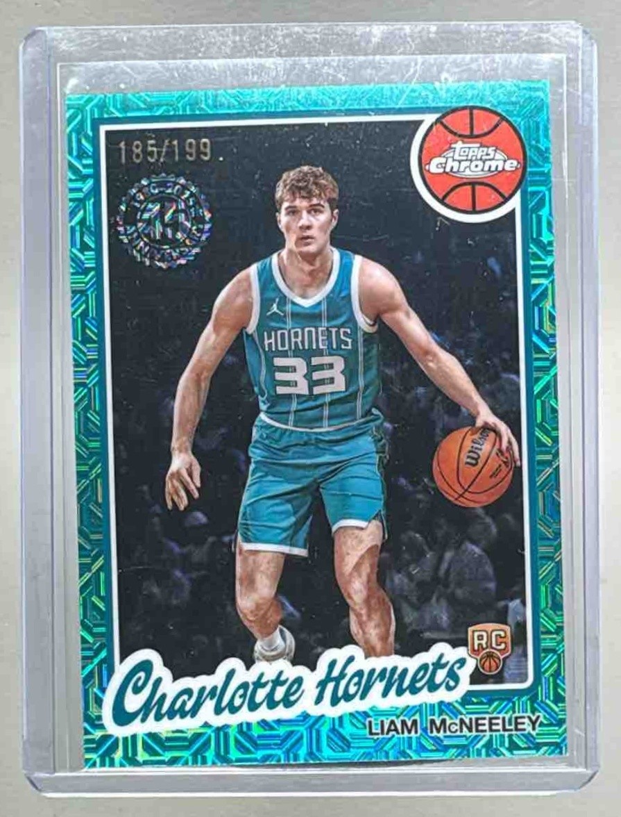 Liam McNeeley 2025 Topps #TC-LM Aqua Mojo Refractor 1980-81 Chrome RC /199