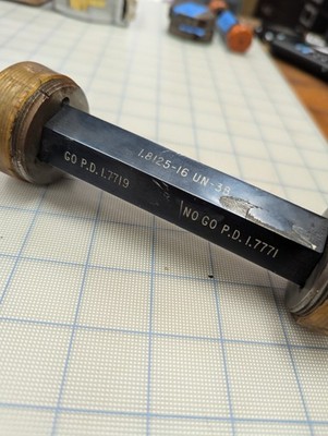 1.8125-16 UN-3B GO / NO-GO Thread Plug Gage
