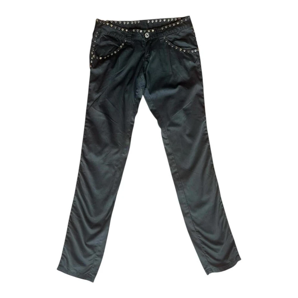 Pantalones para mujer Replay de tiro bajo ajustados negros con tachuelas talla 29 de motociclista Foto 2 de 4