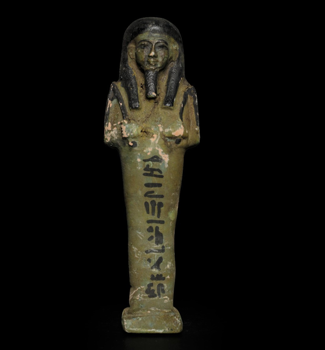 Ancient Egyptian Faience Ushabti Statue Hieroglyphic Inscribed Rare Figure BC