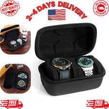 Portable Watch Travel Case 2-Slot, Storage Organizer for Watches, Black