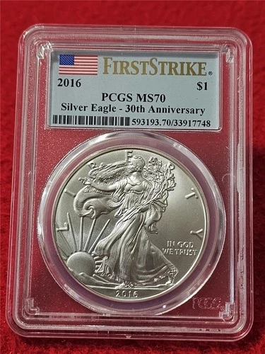 2016 American Silver Eagle $1 Dollar ASE PCGS MS 70 30th Anniv First Stk  #T1349