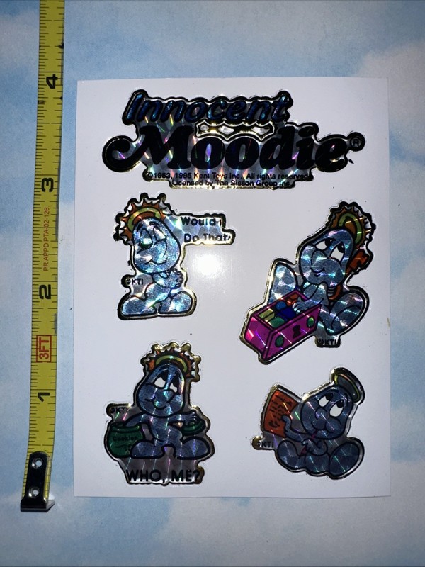 Innocent Moodie 3”x4” Sticker Sheet w/ 4 Stickers Vintage 1995 Prizm Cute