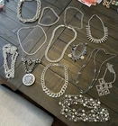 Vintage Lot of 12 Silver Tone Necklaces and 1 Bracelet Costume Jewelry