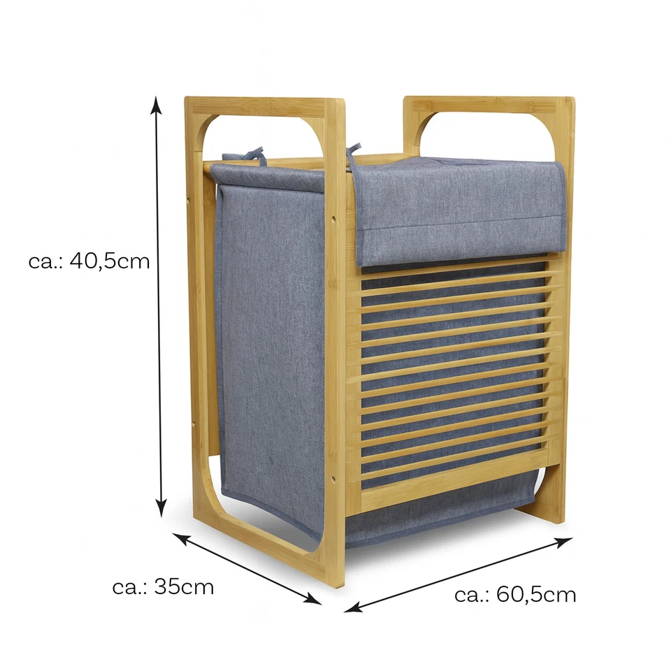 Wäschesammler Bambus Wäschekorb Bambusregal Wäschetonne Wäschesortierer Regal - Bild 2 von 4