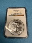 1998 .999 Silver American Eagle, NGC MS 69 Brown Label