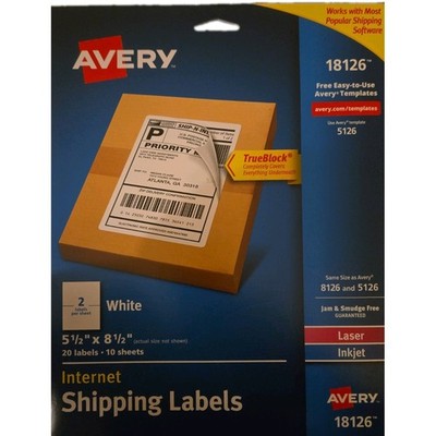 Avery TrueBlock 3 1/3'' x 4'' Permanent Inkjet Shipping Label - White, Pack of 150