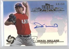 2013 Topps Tribute WBC Auto Blue 50/50 Derek Holland #WTA-DHO Auto 2x6