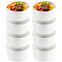 AuflaufföRmchen Soufflé FöRmchen Ramekin SchäLchen 8Er Set Weiß 260Ml Porzellan