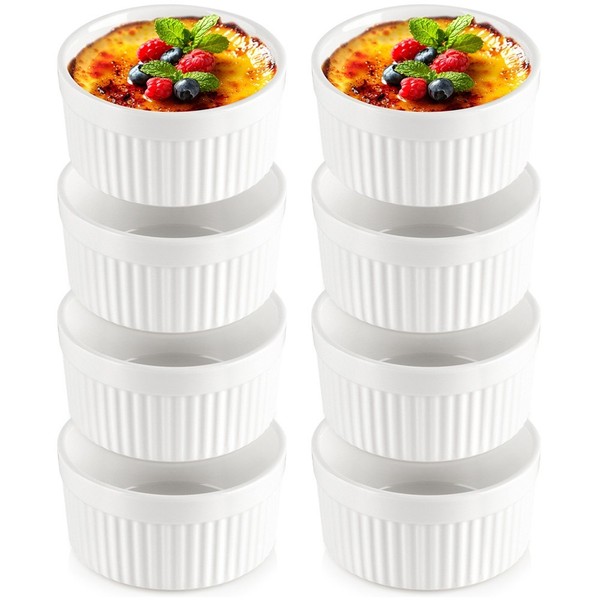 AuflaufföRmchen Soufflé FöRmchen Ramekin SchäLchen 8Er Set Weiß 260Ml Porzellan-image