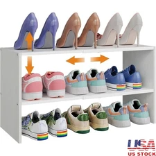Adjustable Expandable Stackable Shoe Rack Organizer 2 Tier Durable Storage New