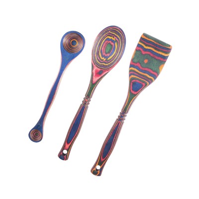 Rainbow Pakkawood Baking Set ? 3 Piece Kitchen Bakeware Set with Spoon, Spatu...