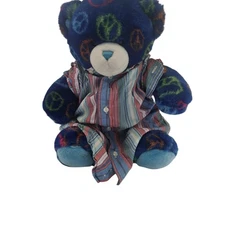 Build-A-Bear Workshop Blue Peace Sign Teddy Bear Plush Stuffed Animal W Shirt