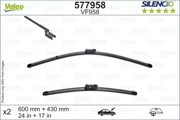 Valeo Wischblatt Scheibenwischer Silencio Flat Blade Set 577958 FüR Opel CitroËN-image