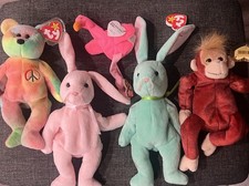 Ty Retired Original Beanie Babies Plush Toys Assorted Animals 1990s Lot Of 21