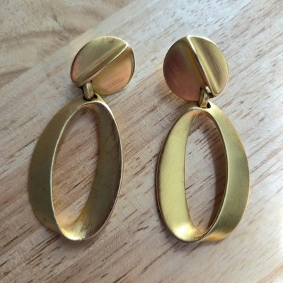 Large Gold Tone Dangle Clip On Earrings The Limited