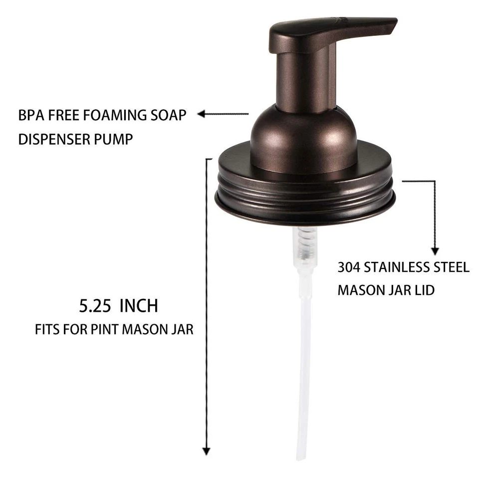 Mason Jar Foaming Soap Dispenser Lids -Bronze -Rustproof Stainless Steel Lid/ - Image 2 of 4