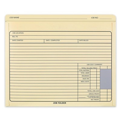 100 PCS Manila Job Folders File Jacket 10x12 Inch Preprinted Project Organizer