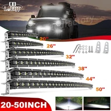 Curved Slim 20"26"32"38"44"50" Single Row LED Light Bar Off Road Driving SUV ATV