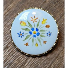 Vintage Hand Painted Porcelain brooch Floral Pin Wildflower Art flower Jewelry