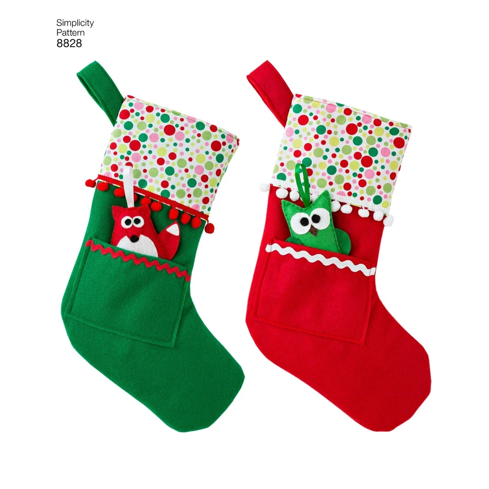 SIMPLICITY 8828 CHRISTMAS FELT ORNAMENTS STOCKING TREE SKIRT  Sewing Pattern - Image 4 of 4