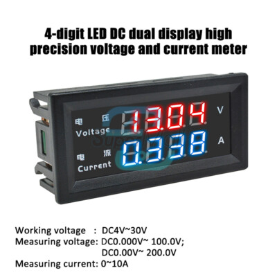 M4430 Blue+Red LED DC 0-100V 10A Voltmeter Ammeter Amp Dual Digital  Meter Gauge