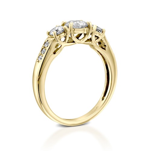 Anillo de compromiso redondo de diamantes de 3 piedras oro blanco de 14 K genuino 3,50 quilates F/vs2 - Imagen 4 de 6