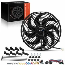 14 Inch Universal Electric Radiator Cooling Fan and Thermostat Relay & Mount Kit