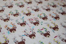 Reindeer MERRY CHRISTMAS Fabric FAT QUARTER 18" x 22" 100 COTTON Kids HOLIDAY
