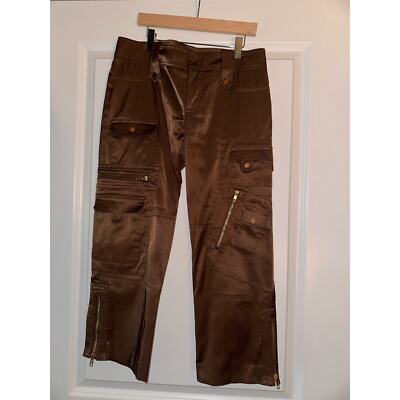 Cache | Size: 4 | Vintage Y2K Brown shiny crop cargo pants gorpcore streetwear