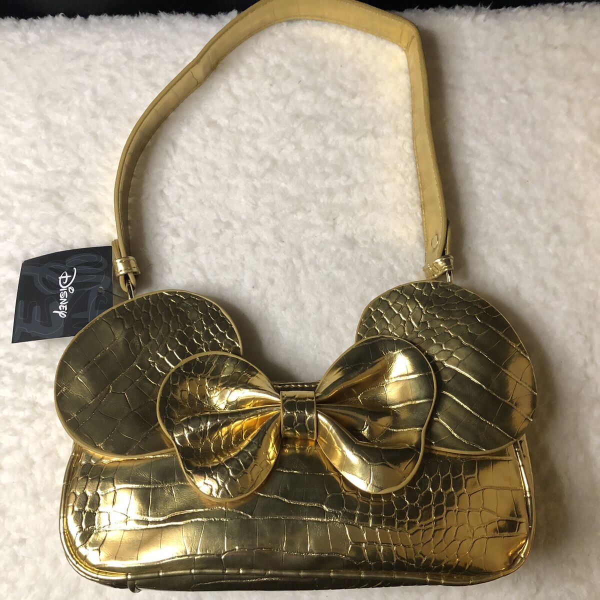 New Disney Bioworld Minnie Mouse Gold Metallic Animal Print