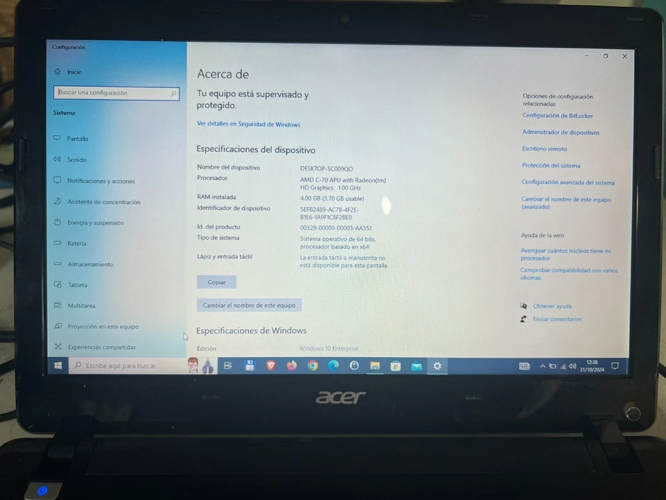 Ordenador Portatil Acer Aspire One 725-0845 - Imagen 2 de 4