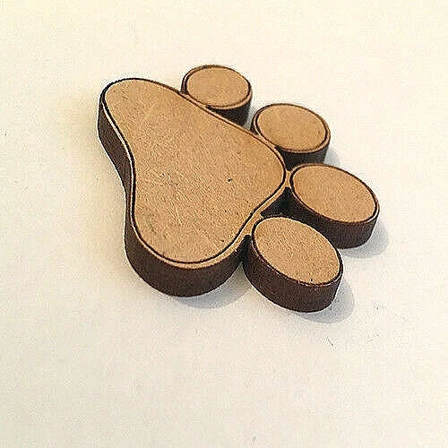 Wooden MDF Dog Paw Shapes Print Animal Paws Cat Paws Embellishments Craft Blank - Picture 3 of 3