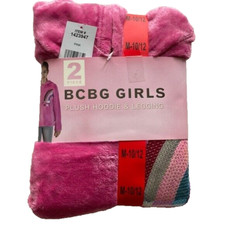 BCBG Girls 2-Piece Set Plush Hoodie  Legging Set Size Medium Pink Rainbow NWT